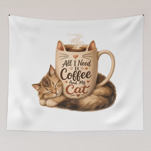 Item preview, Cute Kitten Coffee Mug All I Need Is My Cat designed and sold by BobbyTee Merch.