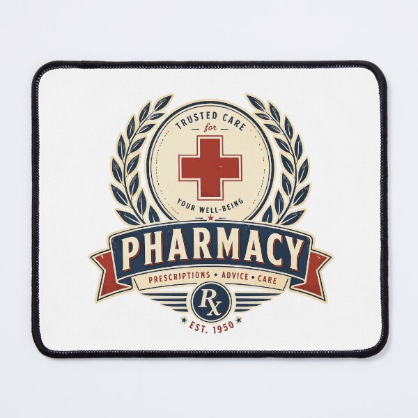 Item preview, Trusted Care Pharmacy - Vintage Medical Emblem Badge Design designed and sold by medicalkinoko.