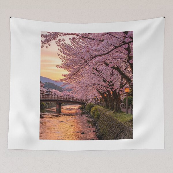 Item preview, SAKURA | A row of cherry trees bathed | Japanese Design designed and sold by JapanMemoir.