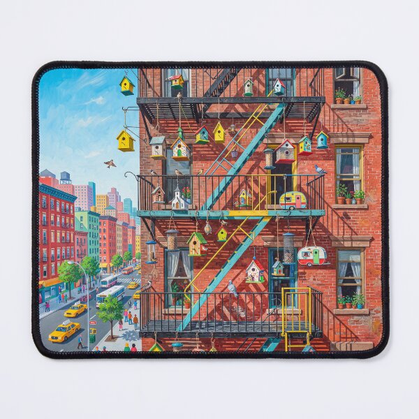 Item preview, City Fire Escapes With Bird Houses Feeders designed and sold by Home Decor Art.