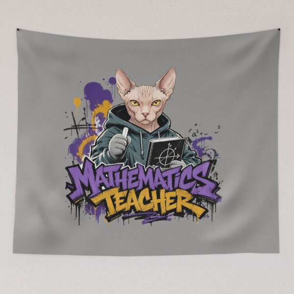 Item preview, Mathematics Teacher Sphynx Cat Graffiti Street Art T-Shirt | Funny Math Professor Cat STEM Teacher Gift designed and sold by illeN-Art-World.