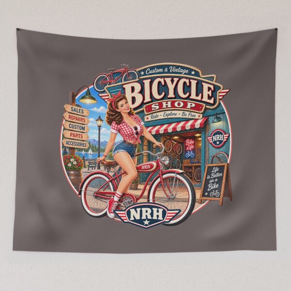 Item preview, Vintage NRH Bicycle Shop metal sign designed and sold by Normandy Road Heritage.