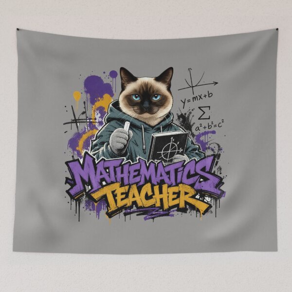 Item preview, Mathematics Teacher Siamese Cat Graffiti Street Art T-Shirt | Funny Math Professor Cat STEM Teacher Gift designed and sold by illeN-Art-World.