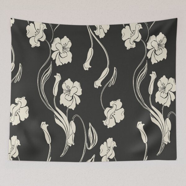 Item preview, Black Minimalist Floral Vine Pattern designed and sold by Aniko Tulipan.