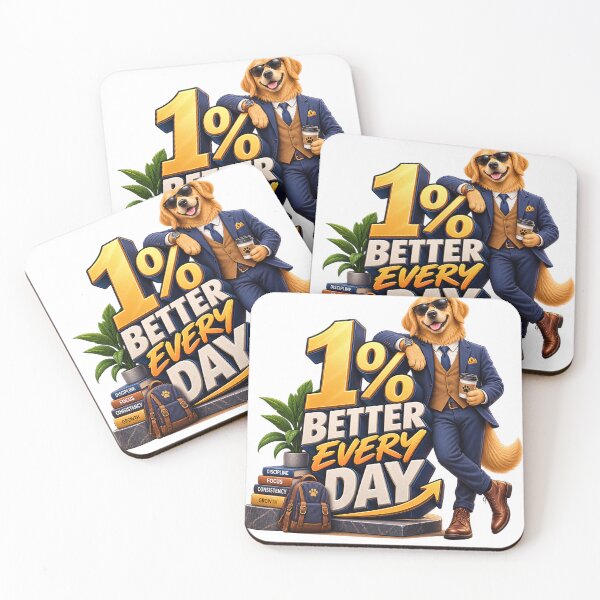 Item preview, 1% Better Every Day Motivational Golden Retriever designed and sold by Pawfect Vibes Hub.