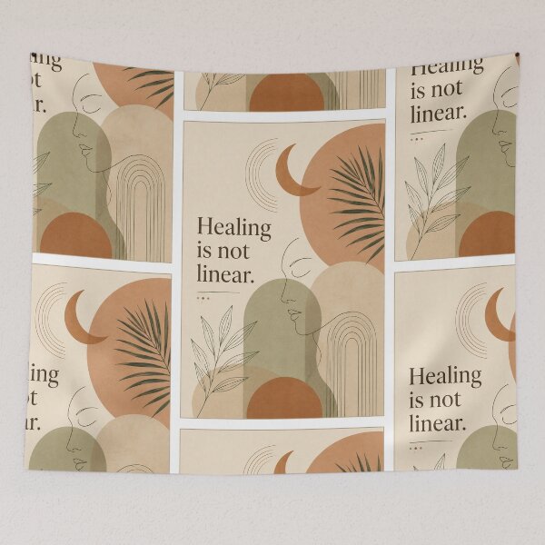Item preview, Healing Is Not Linear Boho Mental Health Art designed and sold by Timeless Junction.