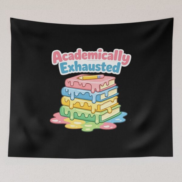Item preview, Academically Exhausted Melting Books Student Humor T-Shirt designed and sold by FestivityFinds.