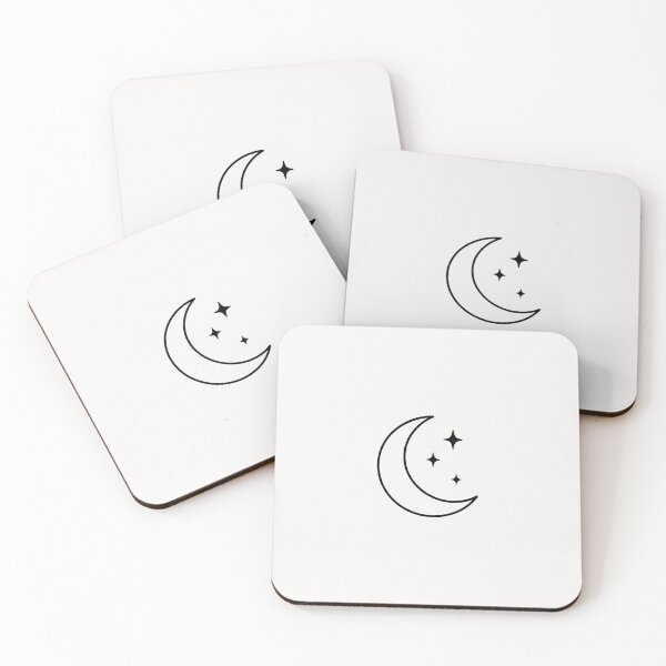 Item preview, Minimalist Crescent Moon and Stars Celestial Line Art designed and sold by VibeShift Studio.