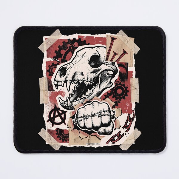 Item preview, Anarchy Punk Wolf Skull Industrial Grunge Art designed and sold by Artsformore.