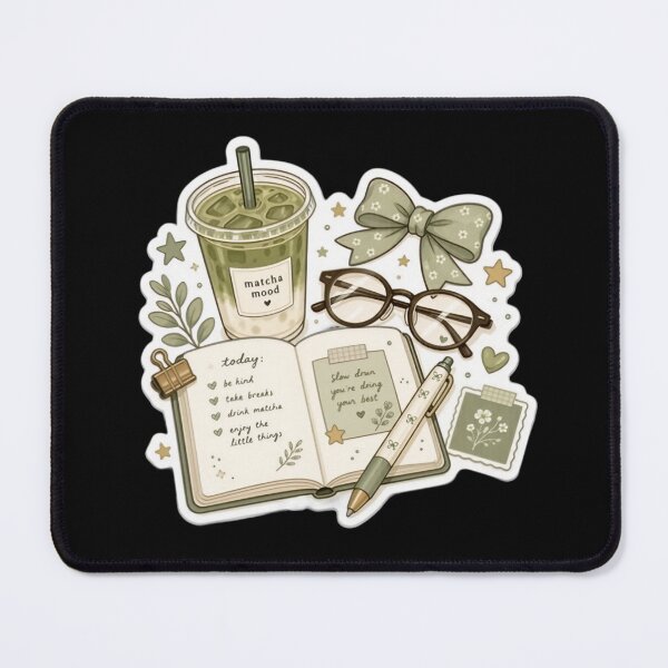 Item preview, Matcha Mood Journal Aesthetic Coquette Green Study designed and sold by FestivityFinds.