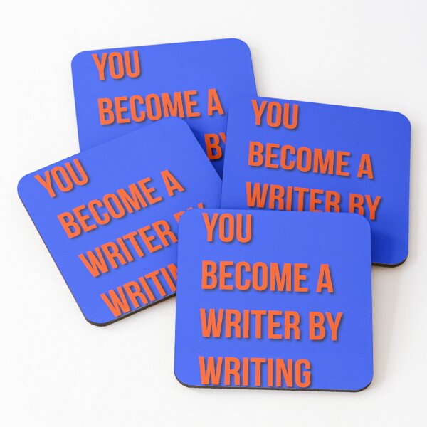 Item preview, You Become a Writer by Writing Orange Typography Quote designed and sold by Creations by lyne.