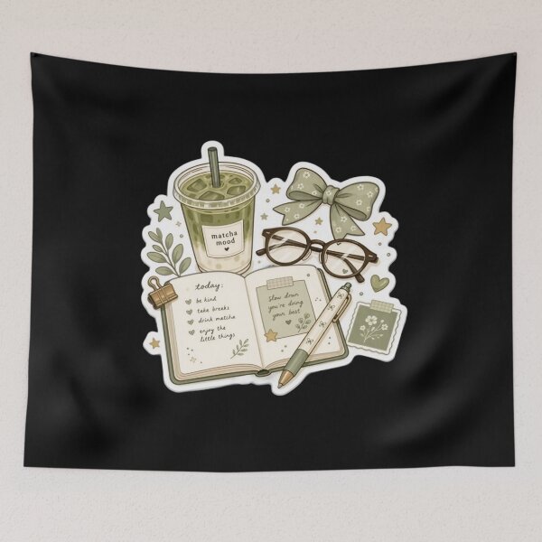 Item preview, Matcha Mood Journal Aesthetic Coquette Green Study designed and sold by FestivityFinds.