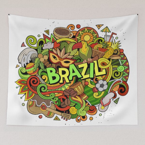 Item preview, Brazil Tropical Carnival Doodle – Colorful Brazil Travel Art designed and sold by Awarrie.