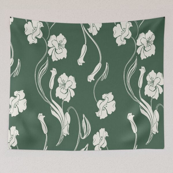 Item preview, Forest Green Minimalist Floral Vine Pattern designed and sold by Aniko Tulipan.