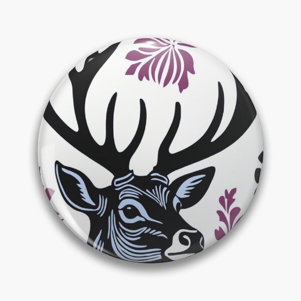 Item preview, Majestic Stag Linocut Floral Folk Art Deer Illustration designed and sold by LYAN-STORE.