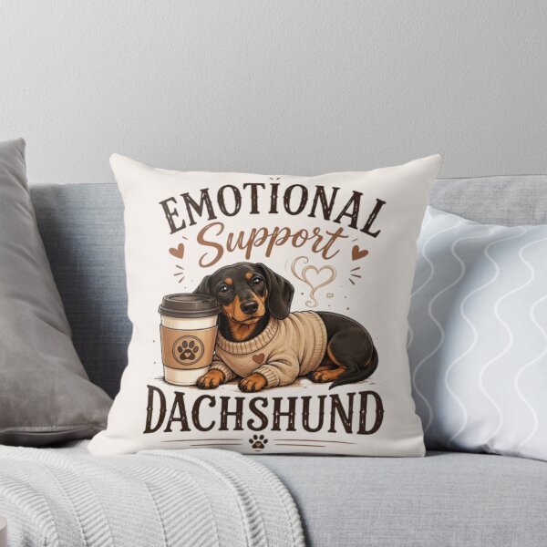 Item preview, Emotional Support Dachshund Illustration – Cozy Dog & Coffee Design designed and sold by EdgeSphere.