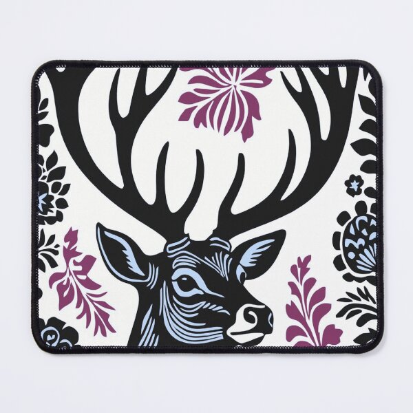 Item preview, Majestic Stag Linocut Floral Folk Art Deer Illustration designed and sold by LYAN-STORE.