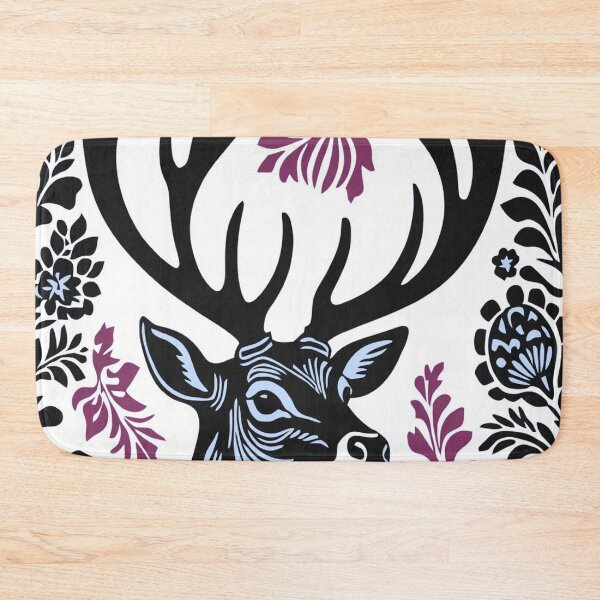 Item preview, Majestic Stag Linocut Floral Folk Art Deer Illustration designed and sold by LYAN-STORE.