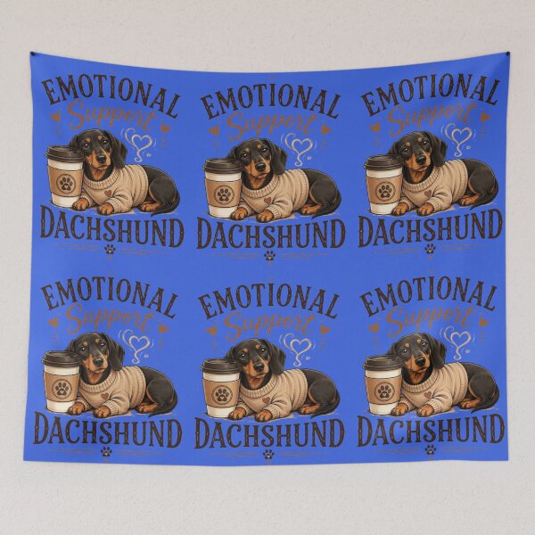 Item preview, Emotional Support Dachshund Illustration – Cozy Dog & Coffee Design designed and sold by EdgeSphere.