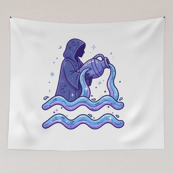 Item preview, Aquarius Water Bearer Modern Illustration designed and sold by Zodiac Celestial Art.