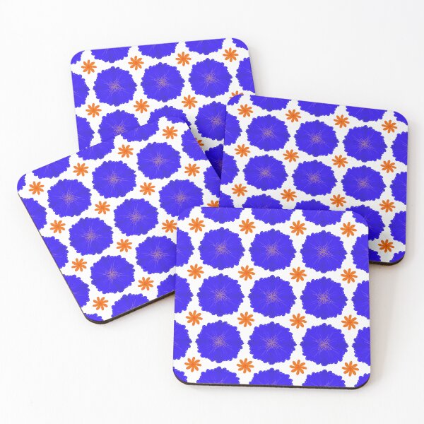 Item preview, Seamless Floral Pattern with Blue and Orange Flowers on White Background designed and sold by AjjimaJKM.