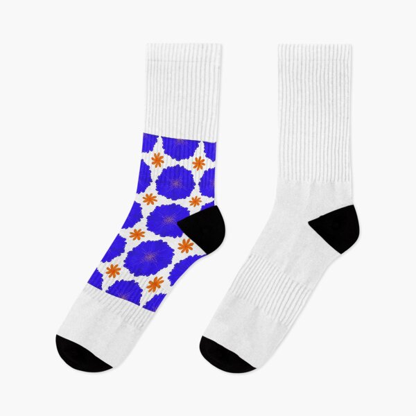 Item preview, Seamless Floral Pattern with Blue and Orange Flowers on White Background designed and sold by AjjimaJKM.