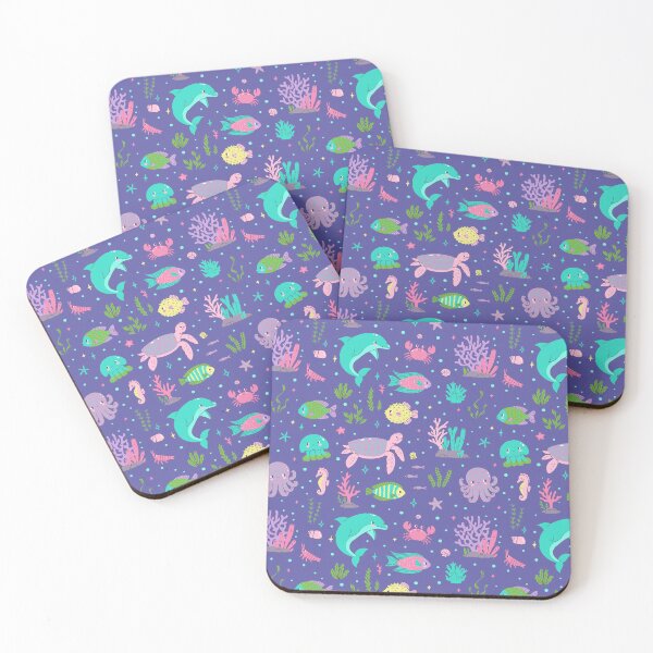 Item preview, pattern with cute underwater creatures designed and sold by burbura.