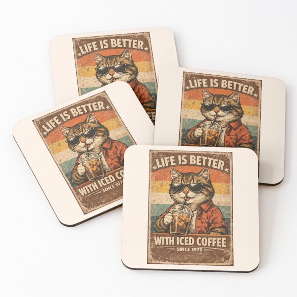 Item preview, Vintage Iced Coffee Cat Metal Sign Life Is Better With Coffee Art designed and sold by CreativeArtistL.