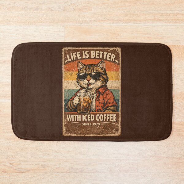 Item preview, Vintage Iced Coffee Cat Metal Sign Life Is Better With Coffee Art designed and sold by CreativeArtistL.