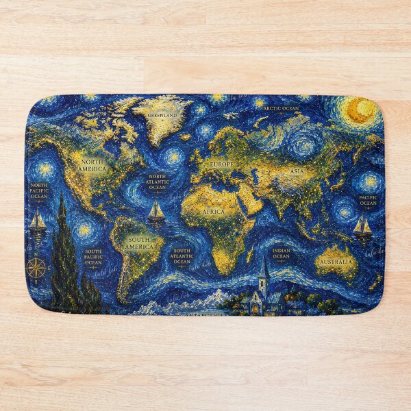 Item preview, Starry World Map – A World in Motion designed and sold by LuluLeb.