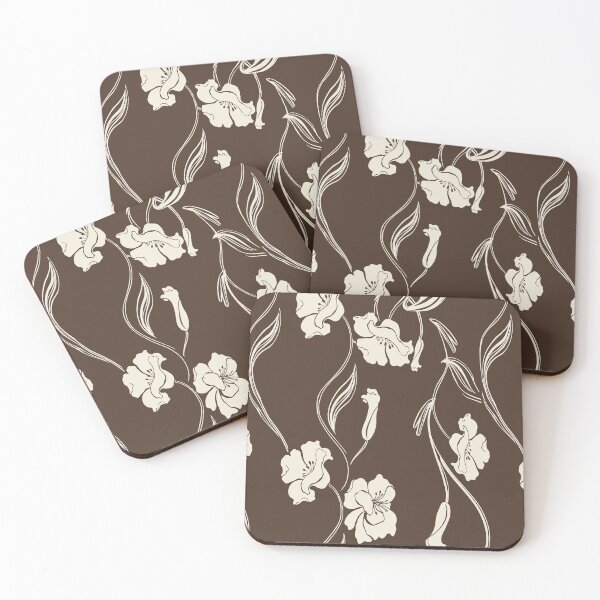Item preview, Chocolate Brown Minimalist Floral Vine Pattern designed and sold by Aniko Tulipan.