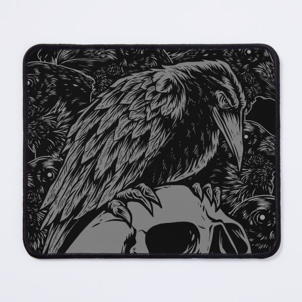 Item preview, Crow and skull monochrome aesthetic designed and sold by SEW WHAT.