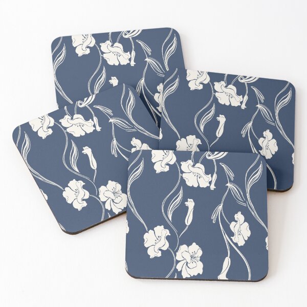 Item preview, Navy Blue Minimalist Floral Vine Pattern designed and sold by Aniko Tulipan.