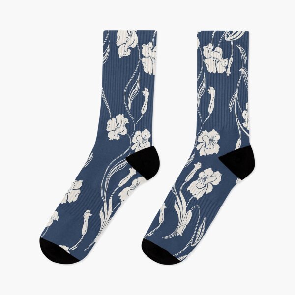 Item preview, Navy Blue Minimalist Floral Vine Pattern designed and sold by Aniko Tulipan.