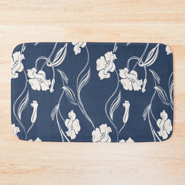 Item preview, Navy Blue Minimalist Floral Vine Pattern designed and sold by Aniko Tulipan.