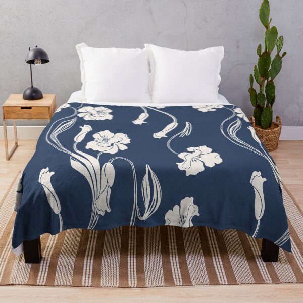 Item preview, Navy Blue Minimalist Floral Vine Pattern designed and sold by Aniko Tulipan.