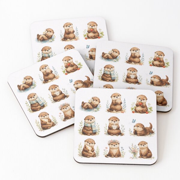 Item preview, Tiny Otter Friends | Cute Watercolor Otter Collection designed and sold by Crimsonstudio82.
