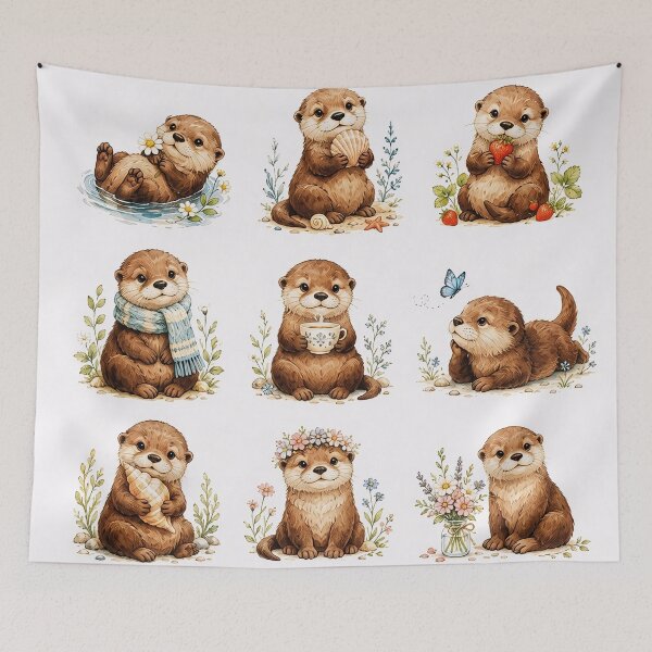 Item preview, Tiny Otter Friends | Cute Watercolor Otter Collection designed and sold by Crimsonstudio82.