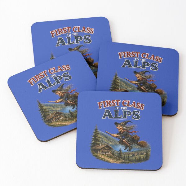 Item preview, First Class to the Alps – Funny Flying Witch Alpine Adventure designed and sold by Alpine-Ink.