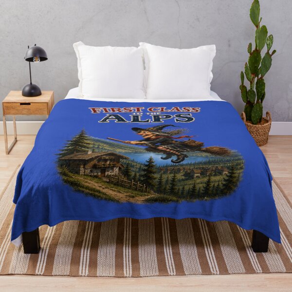 Item preview, First Class to the Alps – Funny Flying Witch Alpine Adventure designed and sold by Alpine-Ink.