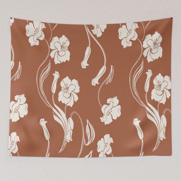 Item preview, Terracotta Minimalist Floral Vine Pattern designed and sold by Aniko Tulipan.