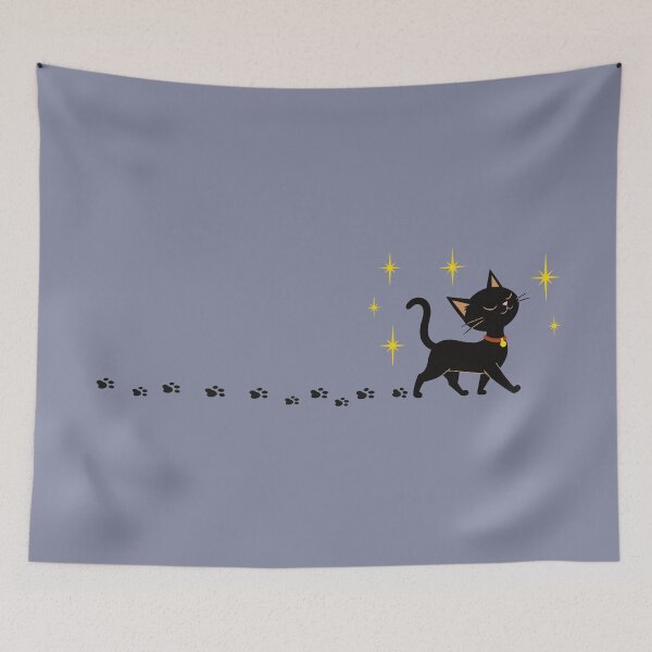 Item preview, Smug Black Cat Paw Print Trail designed and sold by pixiedustpaint.