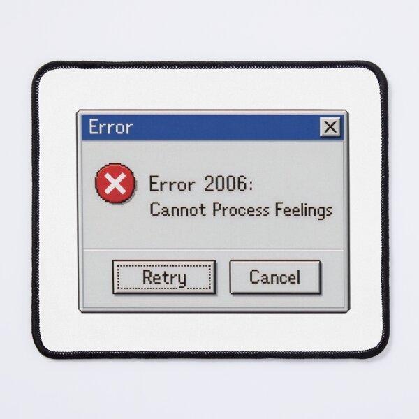 Item preview, Retro Computer Error 2006 Cannot Process Feelings Pixel Sticker  designed and sold by FestivityFinds.