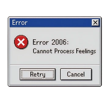 Artwork thumbnail, Retro Computer Error 2006 Cannot Process Feelings Pixel Sticker by FestivityFinds