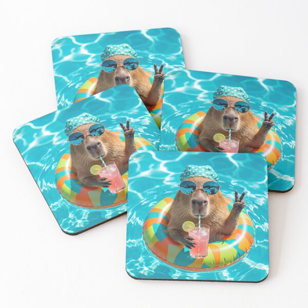 Item preview, Capybara Pool Party with Cocktail designed and sold by JenniferMoren.