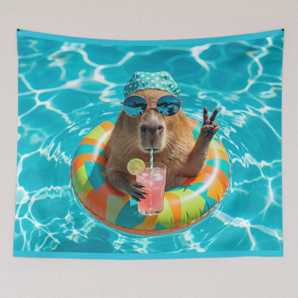 Item preview, Capybara Pool Party with Cocktail designed and sold by JenniferMoren.