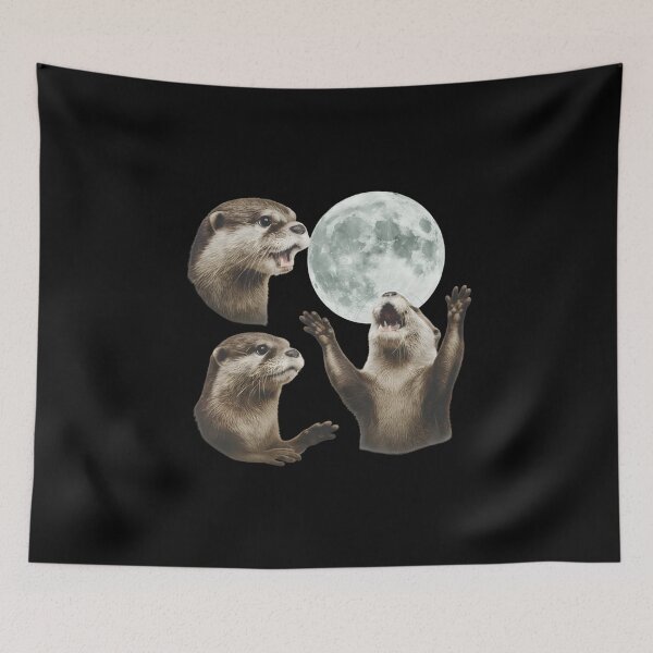 Item preview, Three Otters Moon, 90s Vintage Style, Retro Funny Animal Graphic, Meme Otter Lovers, Quirky Gifts designed and sold by DesignDenDo ⭐⭐⭐⭐⭐.