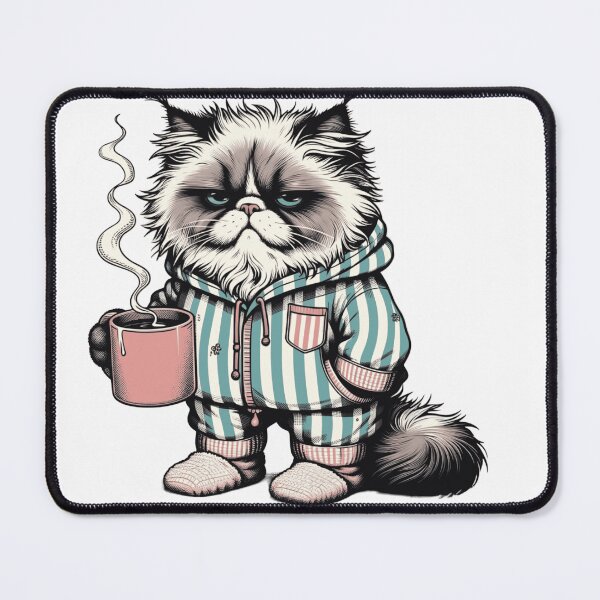 Item preview, Grumpy Cat in Cozy Winter Hoodie Drinking Coffee Cute Cat designed and sold by Aedition.