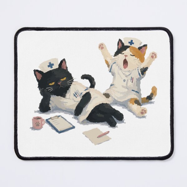 Item preview, Playful Nurse Cats - Cats Wrestling in Scrubs Illustration designed and sold by medicalkinoko.
