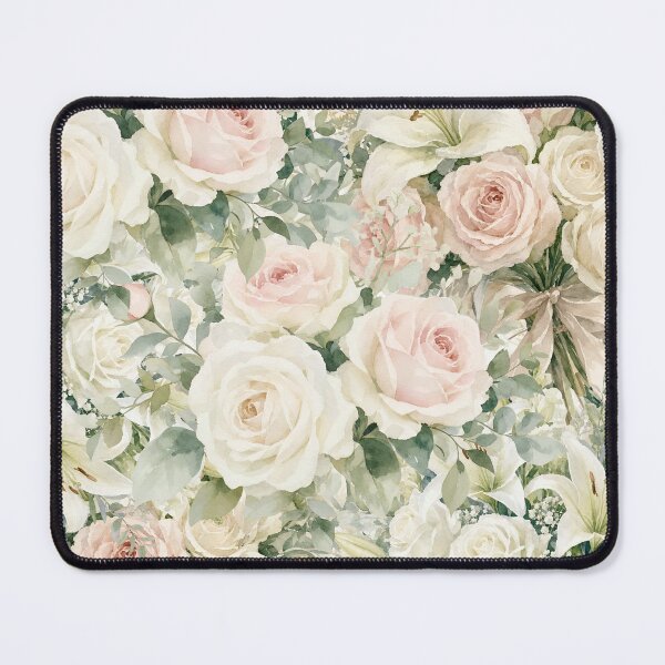 Item preview, Soft Blush Pink & Cream Watercolor Roses Floral Bouquet Pattern designed and sold by SeJaa.